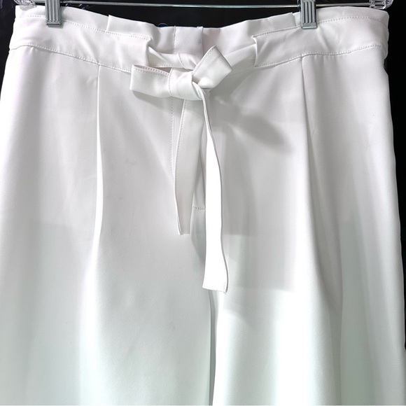 NWT Liz Claiborne Pants Size 14 White‎ High Waist Extra Wide Leg Cropped Belted - Picture 5 of 9